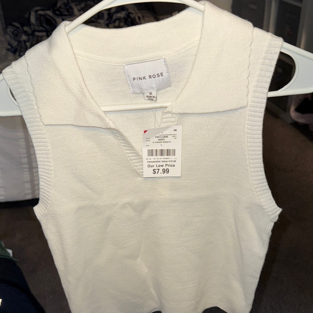 Pink Rose Cream Sleeveless Tank Top